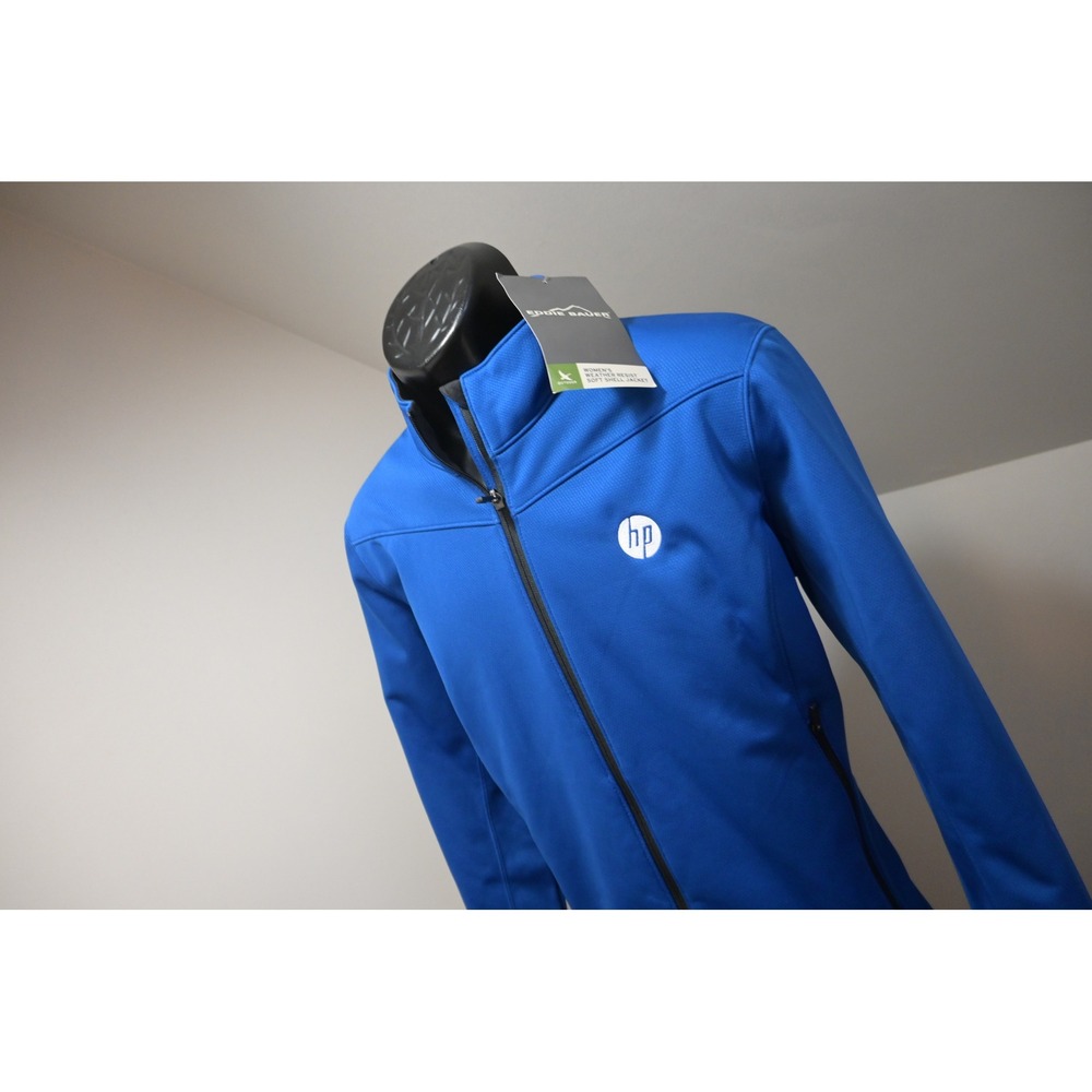 Eddie Bauer Soft Shell Jacket Full Zip Men XL‎ Blue HP Logo Weather Resist New
